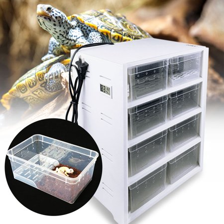 Wuzstar 8 Grids Pet Reptiles Feeding Box Acrylic Breeding Tank Insect Lizards Drawer w/Hygrometer and Heating Pad