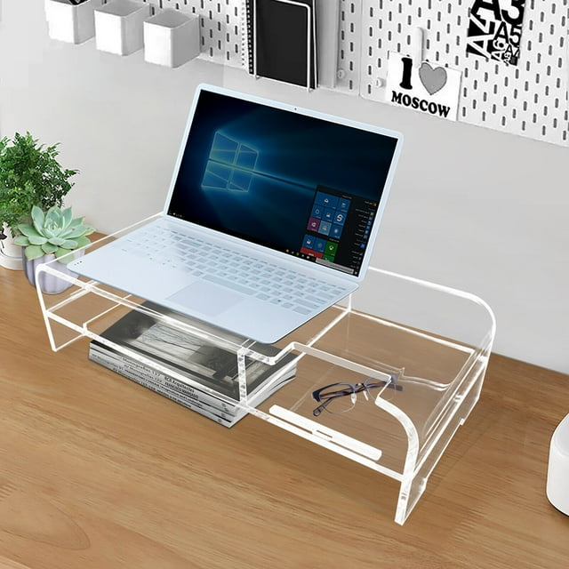 Wuzstar Large Acrylic Monitor Stand Riser with Desk Storage, 19.5x8x4 ...