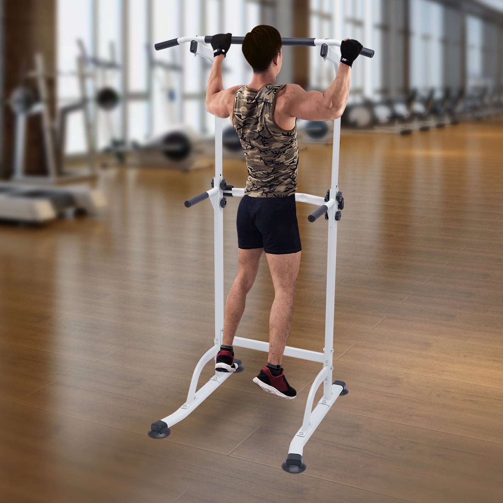 Wuzstar Adjustable Power Tower 330 LBS Pull Up Bar Free Standing Dip Station for Home Gym