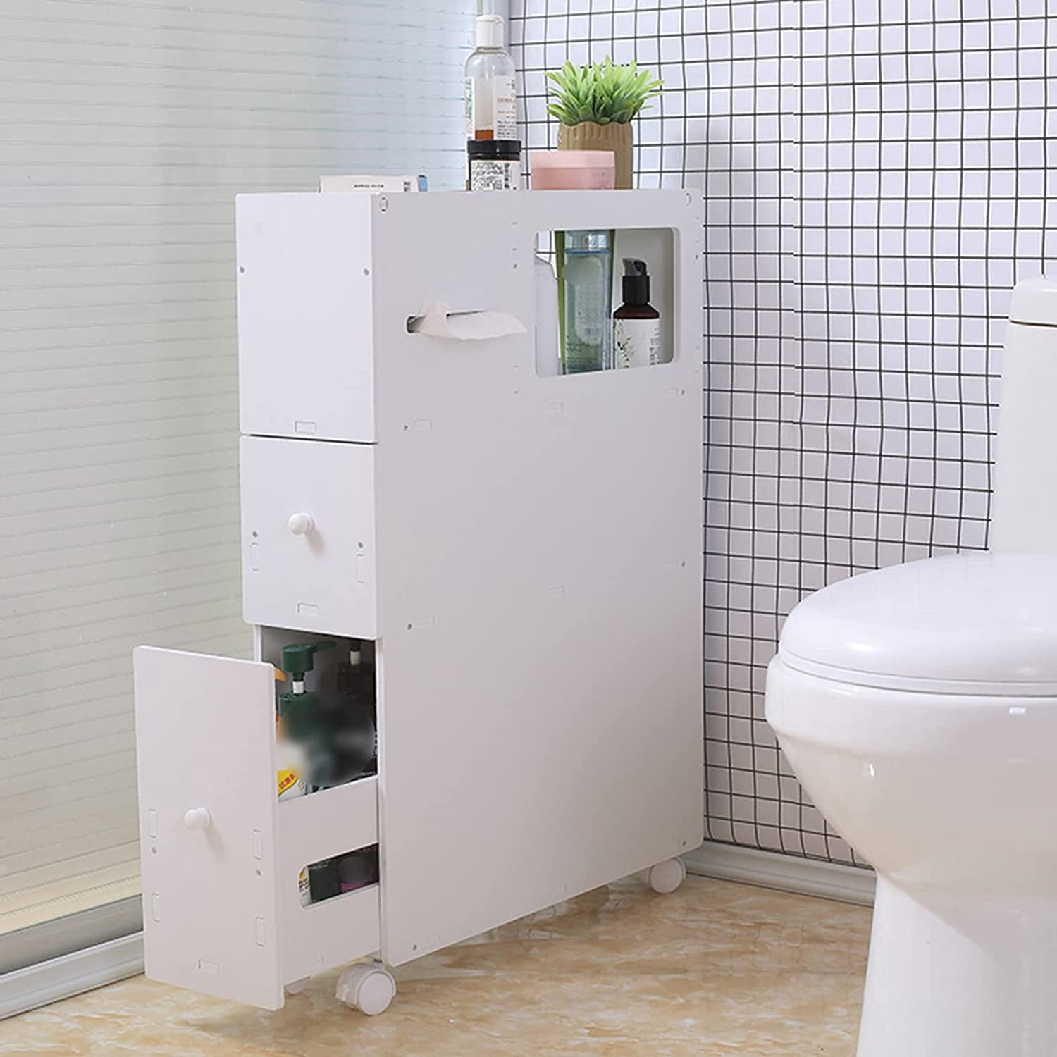 Wuzstar Bathroom Floor Cabinet Organizer Storage Shelf Free Standing ...