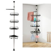 Wuzstar Bathroom Shower Caddy Corner Telescopic Corner Shower Shelf 4 Layer Drill Free Shower Organizer, Black