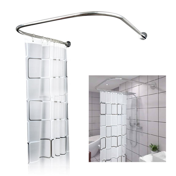 Wuzstar Corner Shower Curtain Rod Rack Stainless U Shaped Shower Curtain Rod Kit for Bathroom Bathtub, 31.5-51.2in Stretchable