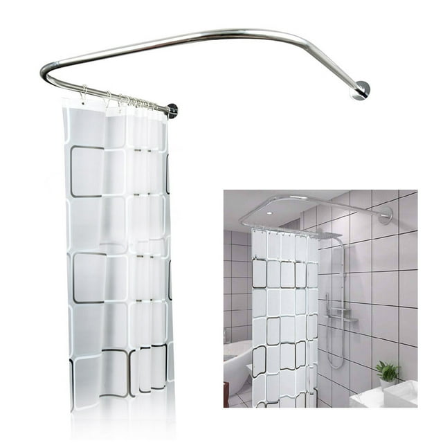 Wuzstar Stainless Steel U Shaped Shower Curtain Rod, Tension Mounted