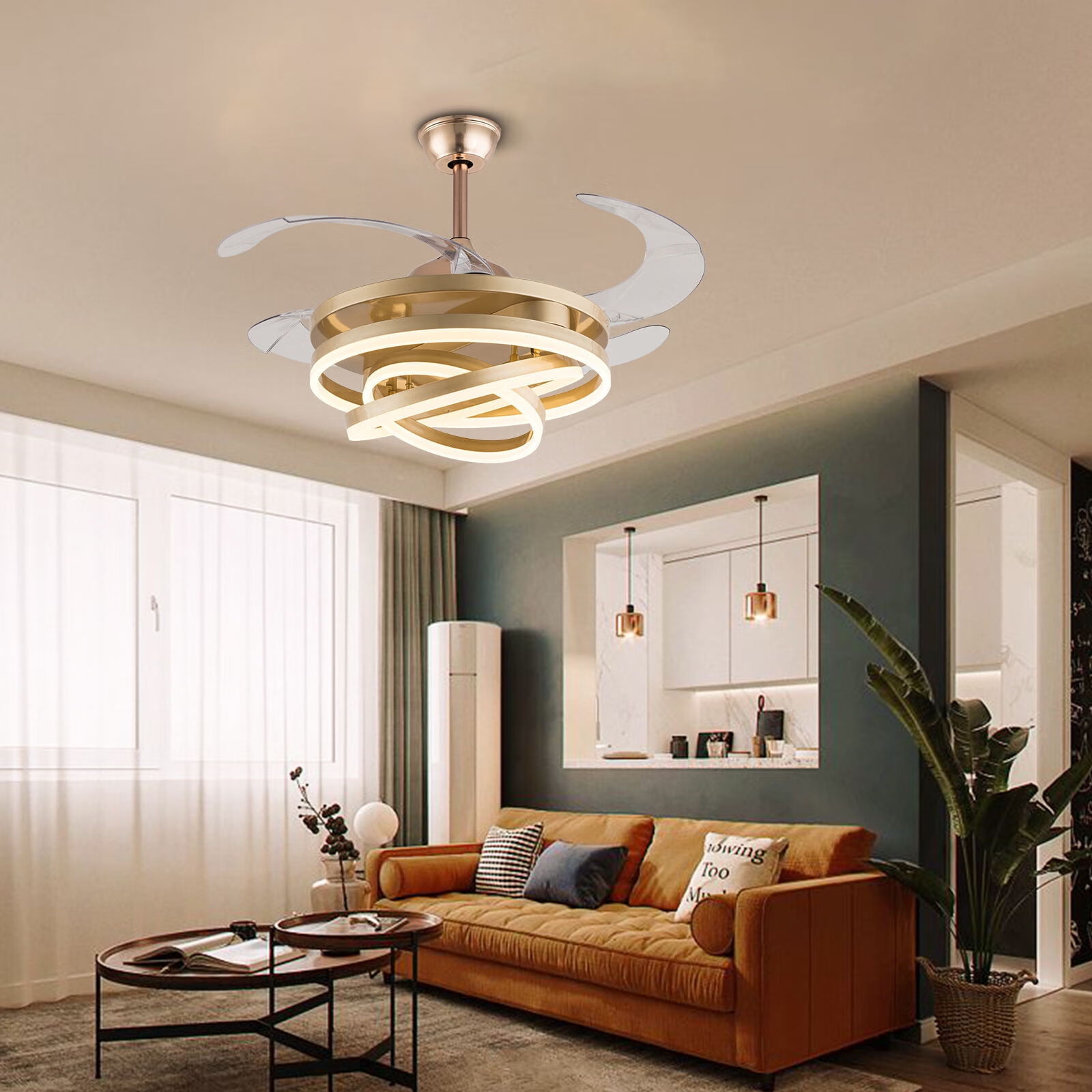 Wuzstar Dimmable Modern Ceiling Fan with LED Lights 42 inch 3