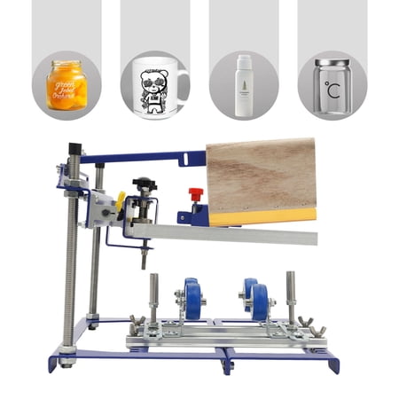 Wuzstar Manual Curved Screen Printing Machine Cylinder Press Printer Kit for Cylinder And Cone Glass Plastic Bottle Logo