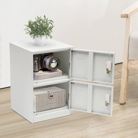 Wuzstar Metal Storage Cabinet With 2 Doors, Vertical Lockable Steel Storage Organizer for Office Home Gym School Employee