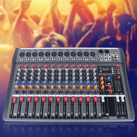 Wuzstar Professional DJ Audio Mixer Sound Board Mixer 12 Channel Bluetooth Live Studio Audio Mixer DJ Mixing Console USB Slot