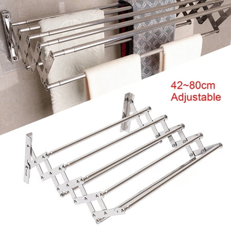 Wuzstar Retractable Laundry Drying Rack Space-Saving Stainless Steel Wall Mounted Towel Rack Bathroom Accordion