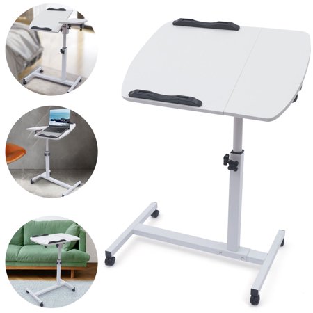 Wuzstar Rolling Laptop Desk Stand Angle & Height Adjustable Computer Desk Bed Side End Table