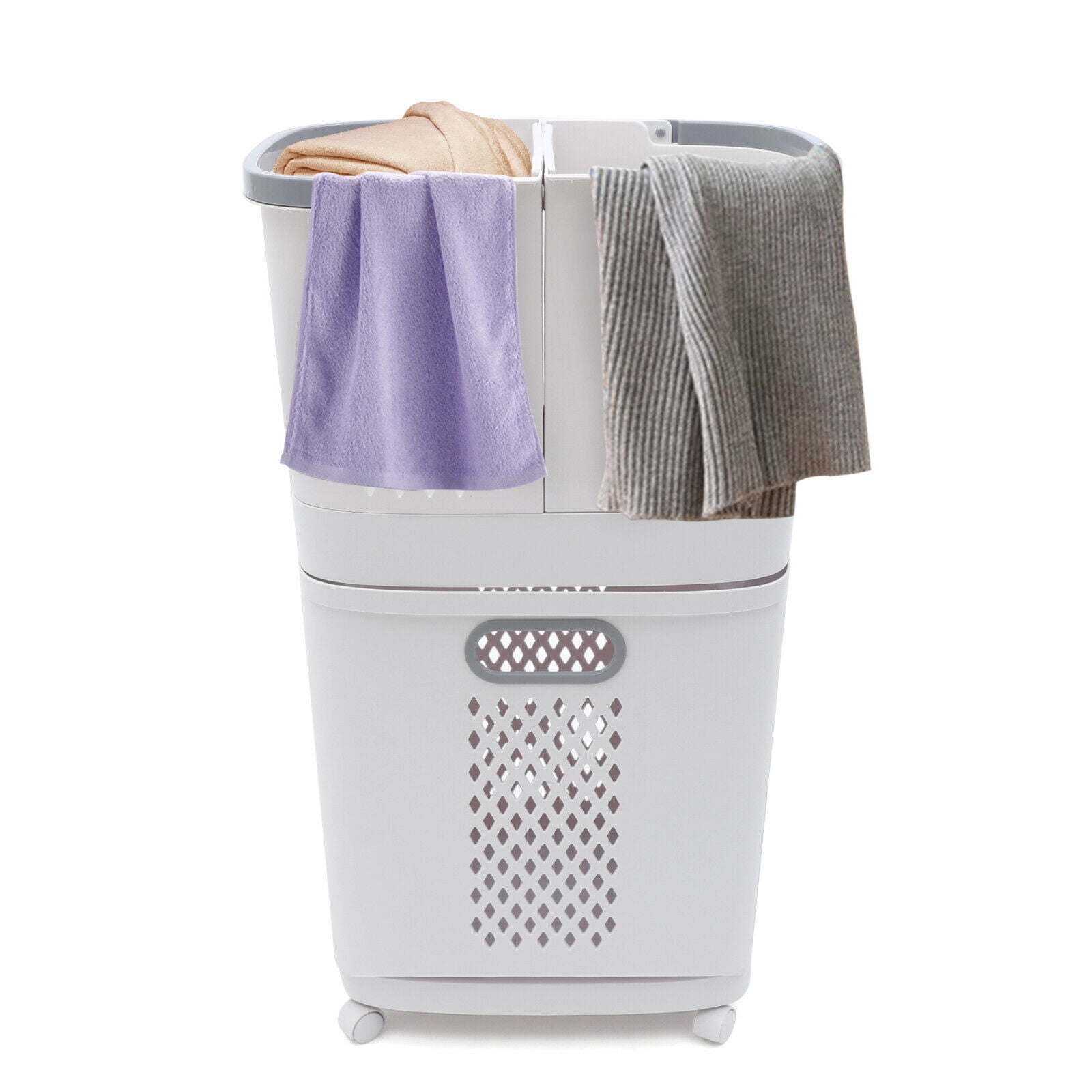 Foldable Laundry Basket with Wheel Collapsible Bucket with Handle