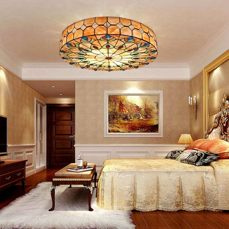 Stained glass semi flush ceiling light best sale