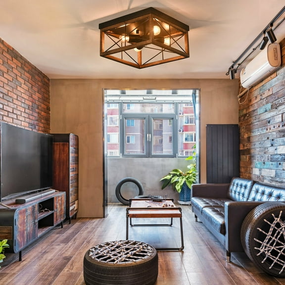 Wuzstar Vintage Farmhouse Ceiling Lights Fixtures,Flush Mount Wood Pendant Light for Kitchen Bedroom Hallway