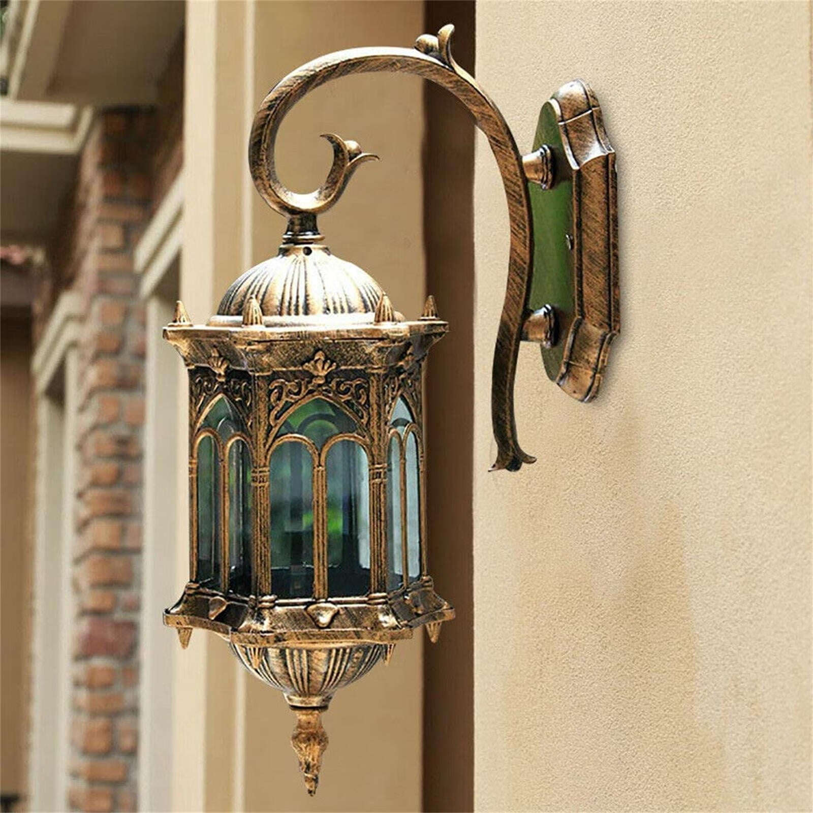 Wuzstar Vintage LED Bronze Outdoor Plug-in Wall Sconce with Glass