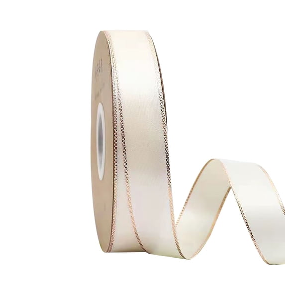 Wuztai 1-Inch Double Gold Edge Ribbon 25 Yards, Wired Velvet Gift Wrap Decoration, Craft Bow Making Wedding Party Supply