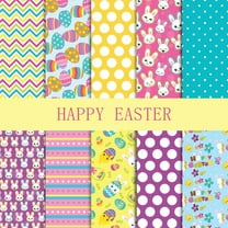 Wuztai 10PCS Easter Bunny Fabric Squares, 10inch Printed Polyester for DIY Crafts, Spring Sewing Material