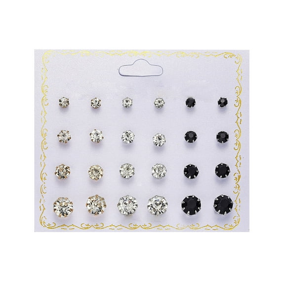 Wuztai 12 Pairs Zircon Earrings All-match, Pearl Card Earrings for Women, Fashion Jewelry Set