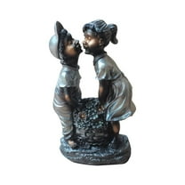 Wuztai Boy Girl Garden Statue with Fireflies for Outdoor Decor, Whimsical Lawn Ornament, Garden Art Piece