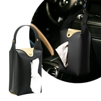 Wuztai Car Tissue Box Hanging Leather Napkin Holder, Multifunctional Wall Mounted Tissue Case for Truck Home, Rectangular Tissue Dispenser Black