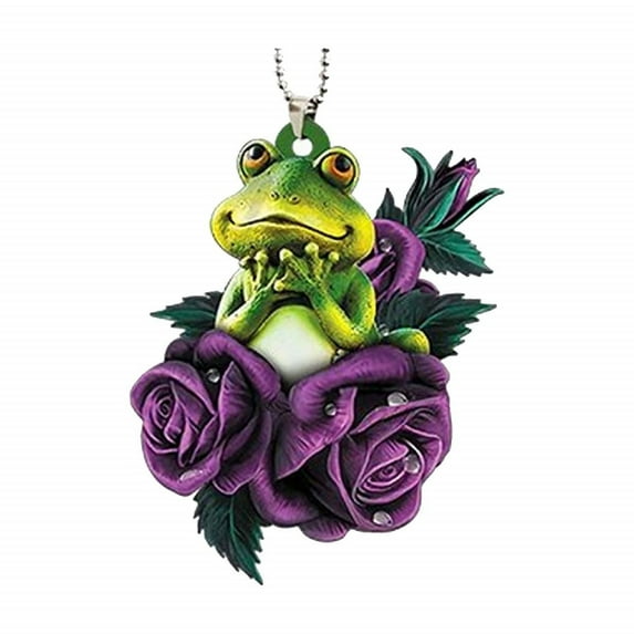 Wuztai Christmas Frog Car Pendant, Rearview Mirror Hanging Ornament for Backpack Keychain, Holiday Gift Accessory