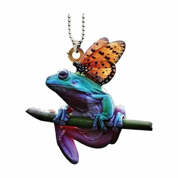 Wuztai Christmas Frog Car Pendant, Rearview Mirror Hanging Ornament for Backpack Keychain, Holiday Gift Accessory