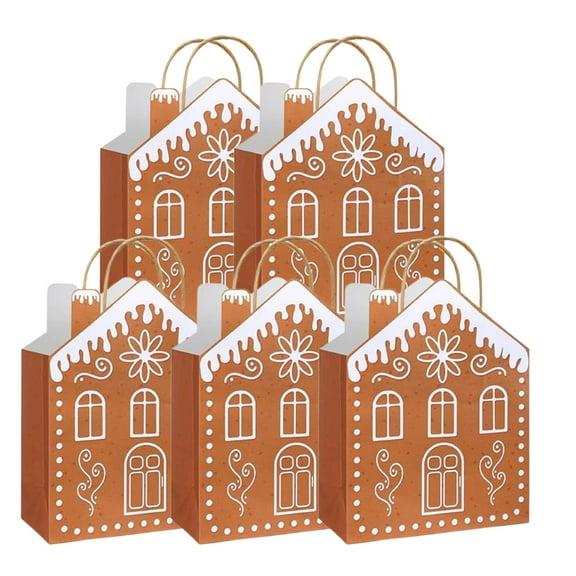 Wuztai Christmas Gingerbread House Candy Gift Bag, Paper Gift Bag with Handle for Holiday Treats, Festive Present Packaging