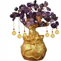 Wuztai Crystal Money Tree Feng Shui Bonsai, Citrine Wealth Success Decoration for Home Office, Positive Energy Ornament