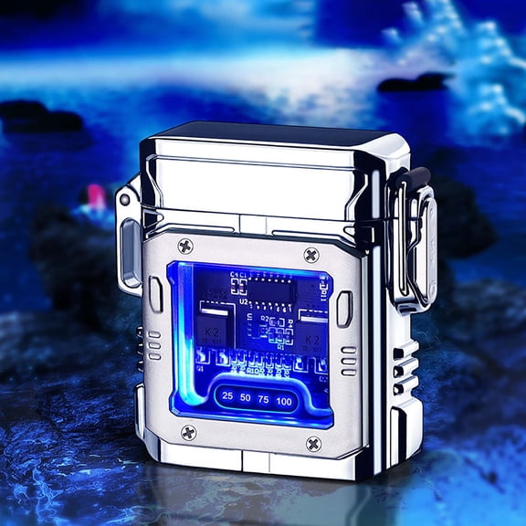 Wuztai Digital Display Electric Lighter, Type-C Rechargeable Windproof Dual Arc, Outdoor Camping Fire Starter