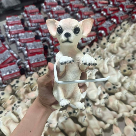 Wuztai Dog Toilet Paper Holder Wall Mount Dispenser, Realistic Dog Sculpture Bathroom Tissue Roller, Decorative Pet Theme Paper Towel Hold