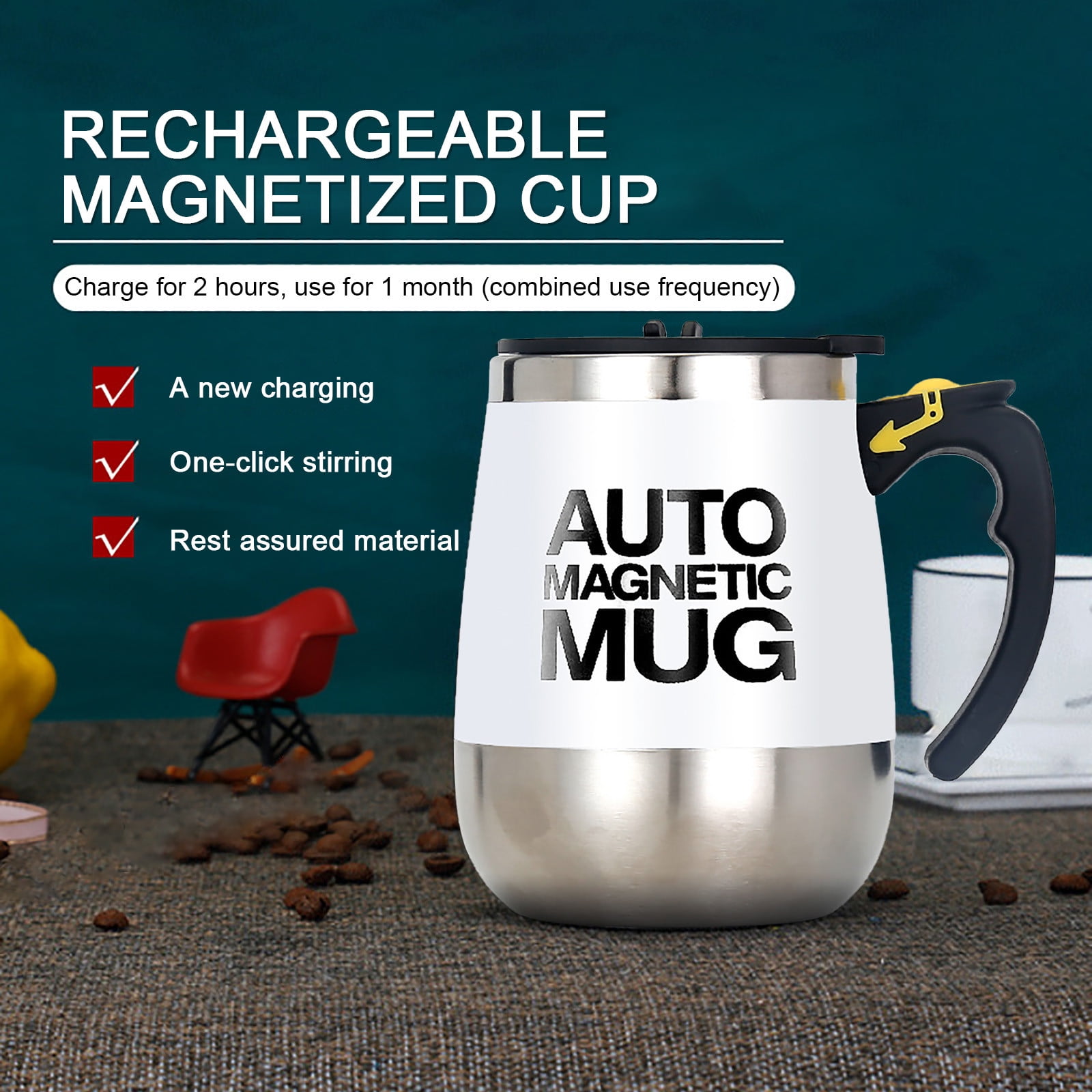 Wuztai Eggs Whisk (White), Eggs Beaters Hand Crank Stainless Steel