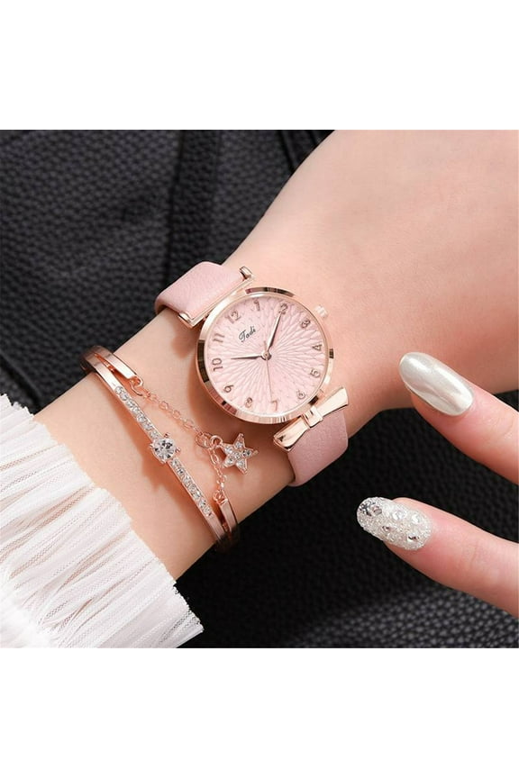 European Style Ladies Bracelet Watch Set, Fashion Quartz Dial with Alloy Strap, Multi-Colored Women's Jewelry Accessory