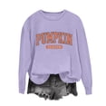 thumbnail image 1 of Wuztai Fall Sweaters for Women Crew Neck Long Sleeve Oversized Comfy Casual Pullover Graphic Letter Print Lightweight Autumn Tunic Top Purple XXL, 1 of 3