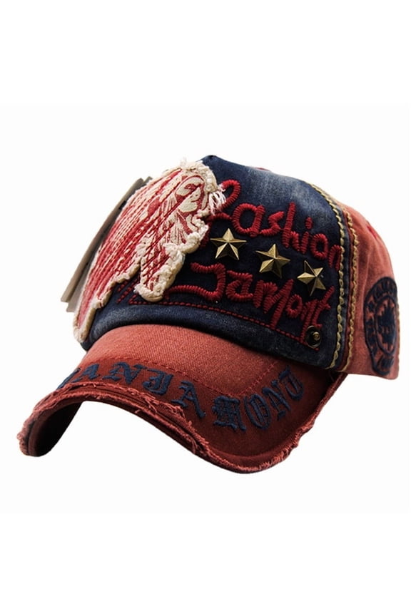 Fashionable Hats with Letter Patchwork Buckle, Casual Baseball Cap Distressed Outdoor Flannel for Men Women, Adjustable Headwear Outdoor Cap