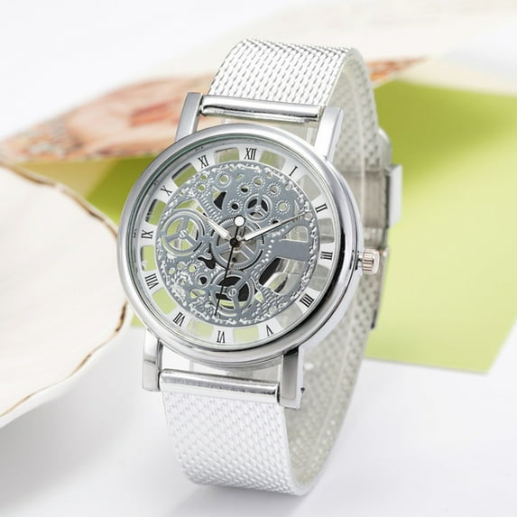 Wuztai Imitation Mechanical Watch Quartz Movement, Business Chronograph with Stainless Steel Band, Men's Dress Wristwatch