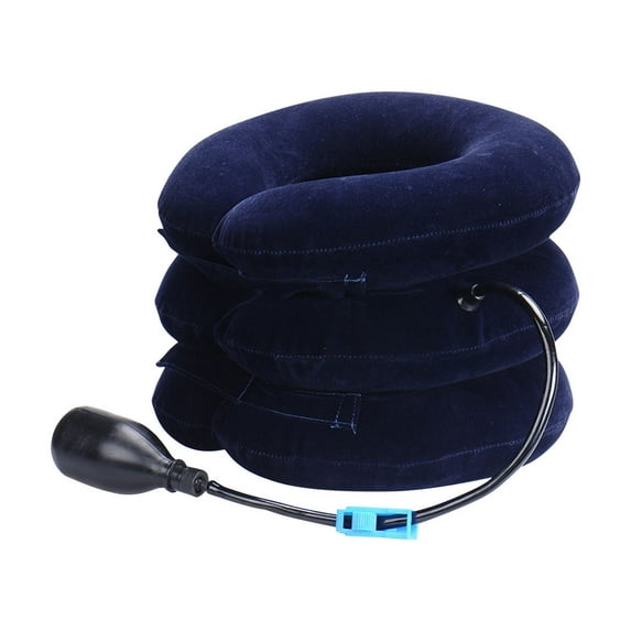Wuztai Inflatable Cervical Traction Device, Portable Neck Support with Flannel Cover, Posture Correction Collar