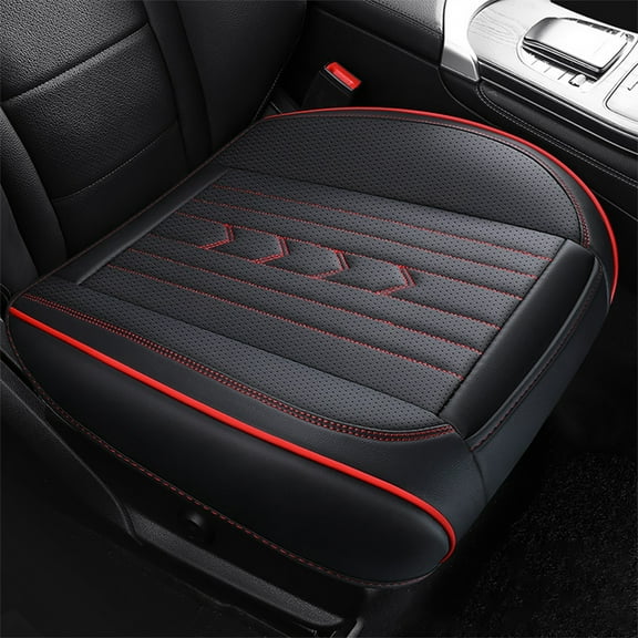 Wuztai Leather Car Seat Cushion All Season, Breathable Mesh Insert with Punching Technology 46x46cm, Comfortable Auto Seat Cover, Driving Support Pad