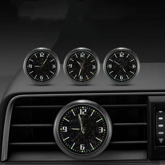 Wuztai Luminous Car Clock Quartz Star Sky Design, Adhesive Dashboard Timepiece for Vehicle Home Office, Mini Digital Auto Clock