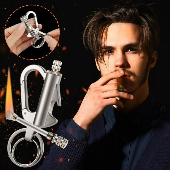 Wuztai Metal Keychain Lighter Refillable, Outdoor Survival Fire Starter with Reinforced Alloy, Portable Emergency Lighter