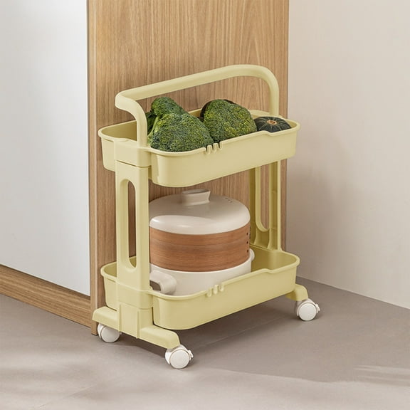 Wuztai Narrow Bathroom Storage Cabinet Side Cart, 2-Layer Shelves for Small Spaces Washroom, Mobile Organizer Cart with Wheels