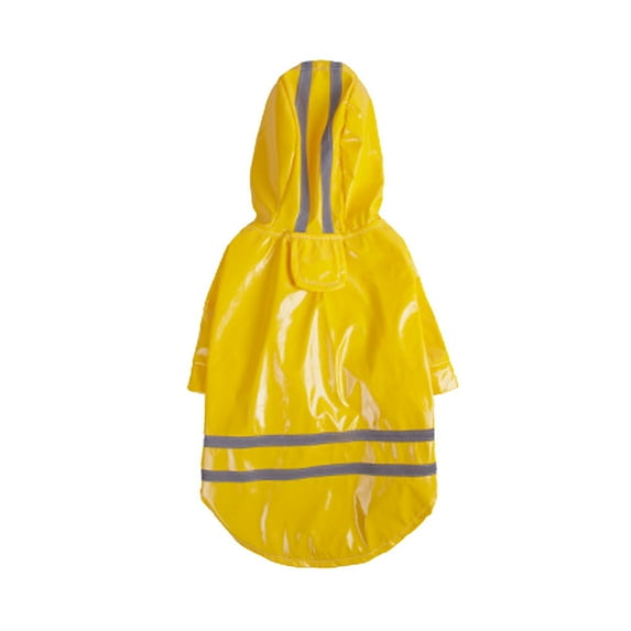 Wuztai Pet Dog Hooded Raincoat Outdoor Waterproof, PU Material Puppy Coat Blue Yellow Multiple Sizes, Canine Weather Protection