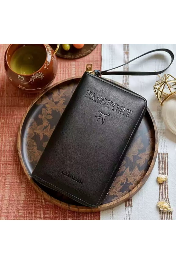 RFID Passport Wallet Multifunctional, Compact Travel Cover with Phone Holder, Passport Holder RFID Blocker