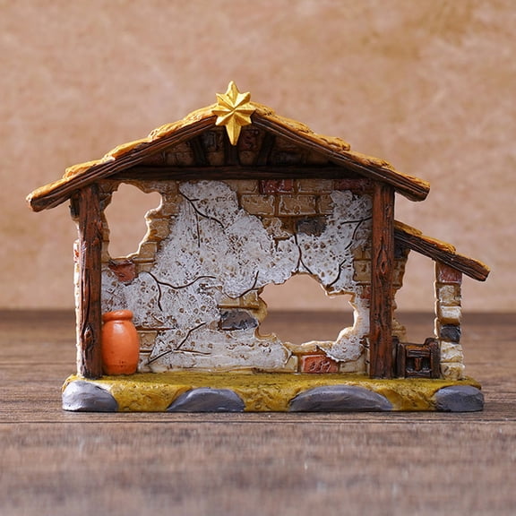 Wuztai Resin Nativity Scene Ornament Manger Christmas Decor for Shelf Mantel Display, Religious Christmas Sculpture, Biblical Figure Set