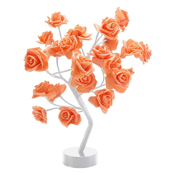 Wuztai Rose Flower Bonsai Table Tree Light, 24 LED USB/Battery Powered with Adjustable Branches, Romantic Home Desk Nightstand Lamp