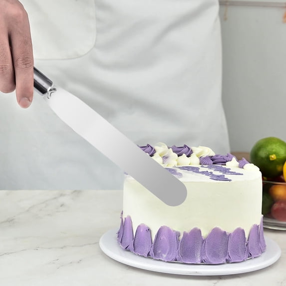 Wuztai Stainless Steel Offset Spatula Cake Scraper Set, 1Pcs Icing Spreader for Baking Decorating, Kitchen Baking Tools with Angled Blade