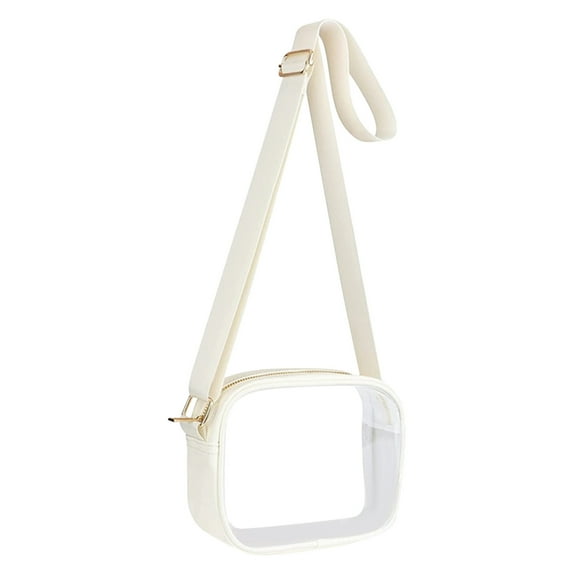 Wuztai Transparent Stadium Bag PVC Cosmetic Case, Clear Purse for Concerts Sports Events Festivals, Compliant Shoulder Tote with Removable Strap