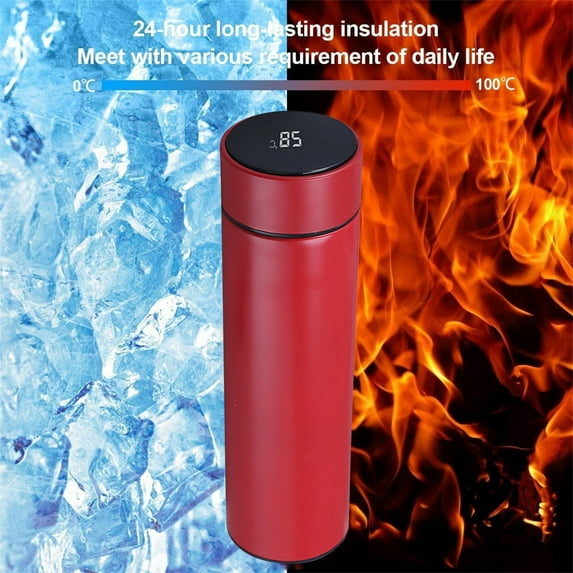 Wuztai Vacuum Cup with Smart Temperature Display Tactile Sensation, 304 Stainless Steel Insulation Bottle 500ml for Hot Cold Drinks, Portable for Outdoor Travel