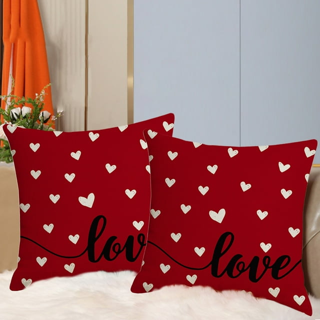 Wuztai Valentine's Day Pillow Covers 18x18 Inch Set Of 2 White Hearts