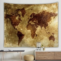 Wuztai Vintage World Map Tapestry 100x150cm, Hippie Style Wall Hanging Bedspread, Bohemian Room Decor