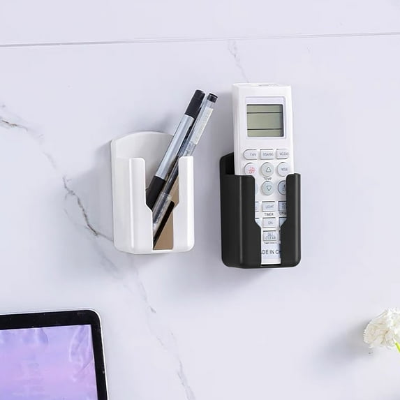 Wuztai Wall Mount Remote Control Holder, Adhesive Storage Box for Set-top Box Accessories, No Drill Organizer