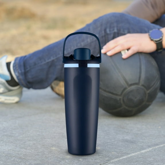 Wuztai Water Cup with Handle Portable Car Insulated Bottle, 27x7cm Stainless Steel Travel Mug Creamy Finish, Double Wall Vacuum Flask