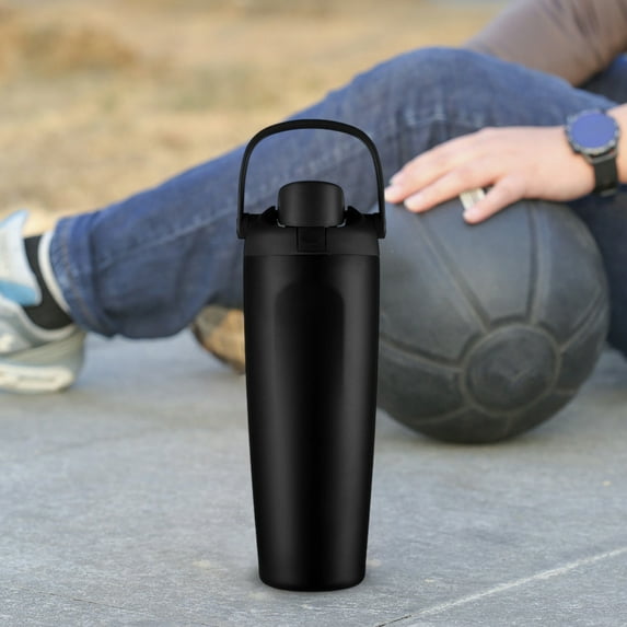 Wuztai Water Cup with Handle Portable Car Insulated Bottle, 27x7cm Stainless Steel Travel Mug Creamy Finish, Double Wall Vacuum Flask